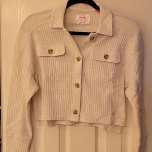 Justice Oatmeal Button-Up Girls Shacket Size S NWT